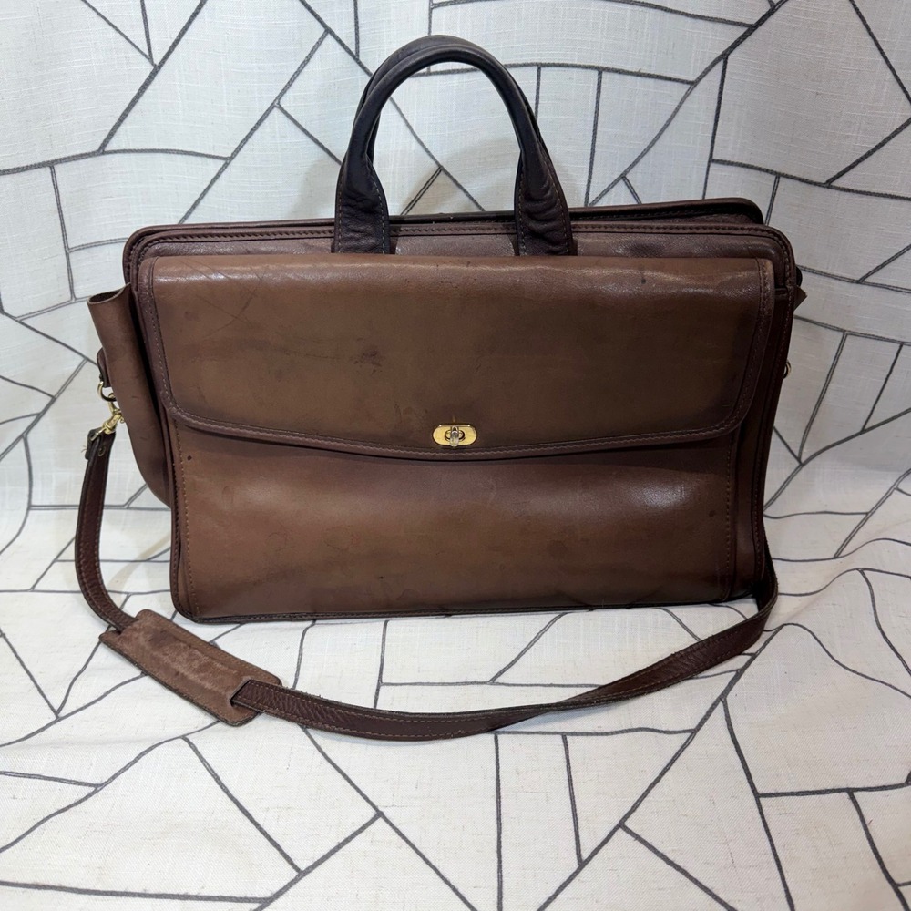 Unbranded Leather Briefcase Large Brown Vintage Messenger Laptop Bag